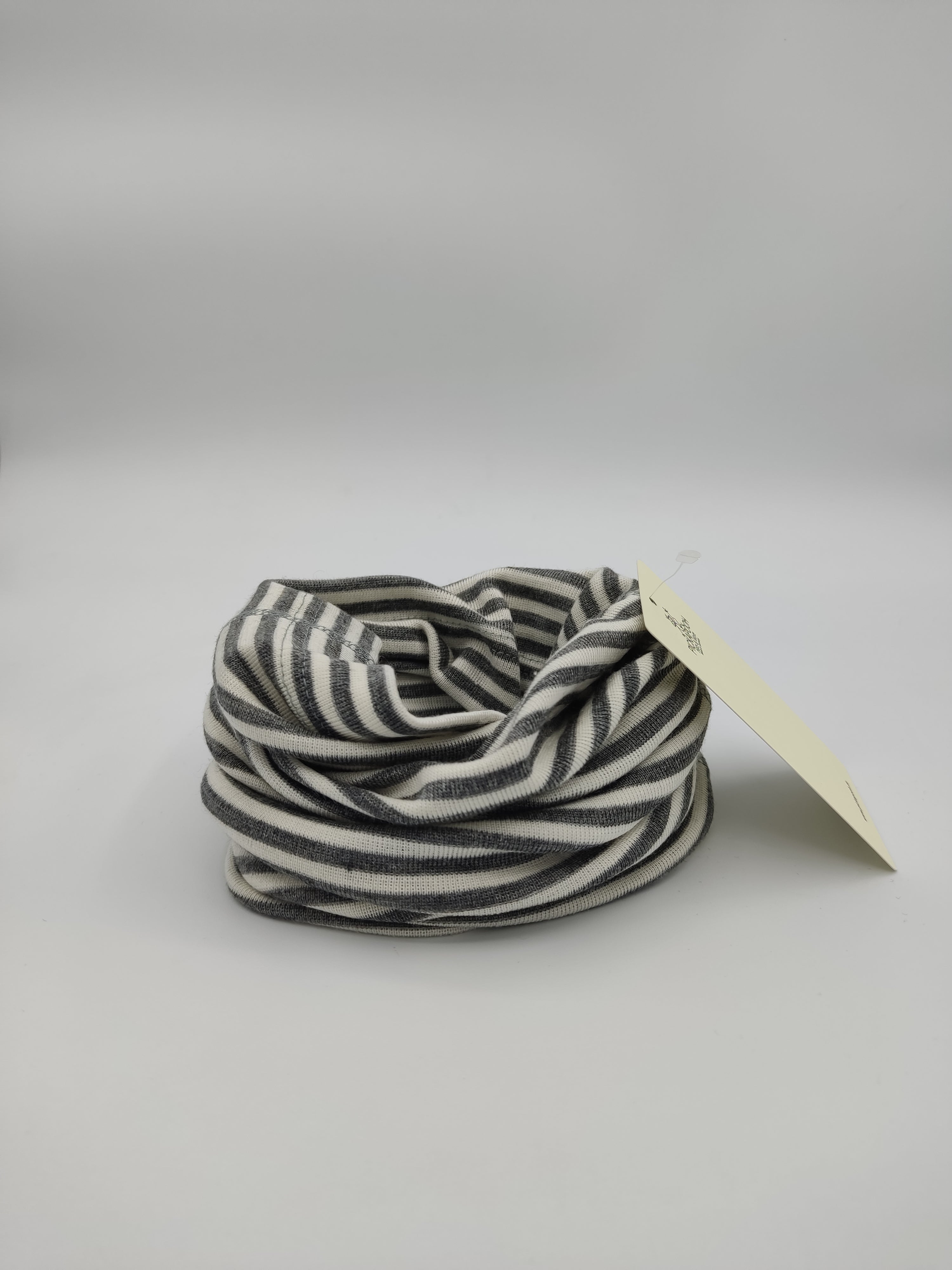 Scaldacollo in lana e seta per bambino e adulto // riga Grigio